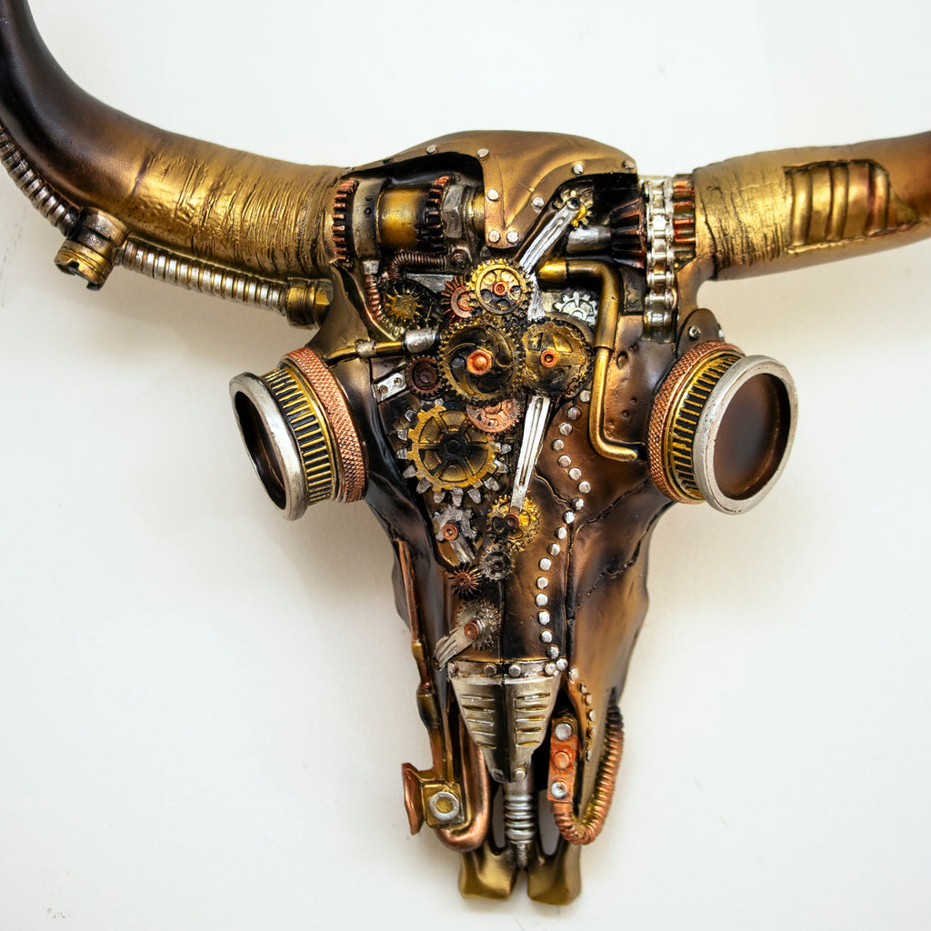 Steampunk Bull Skull Wall Sculpture