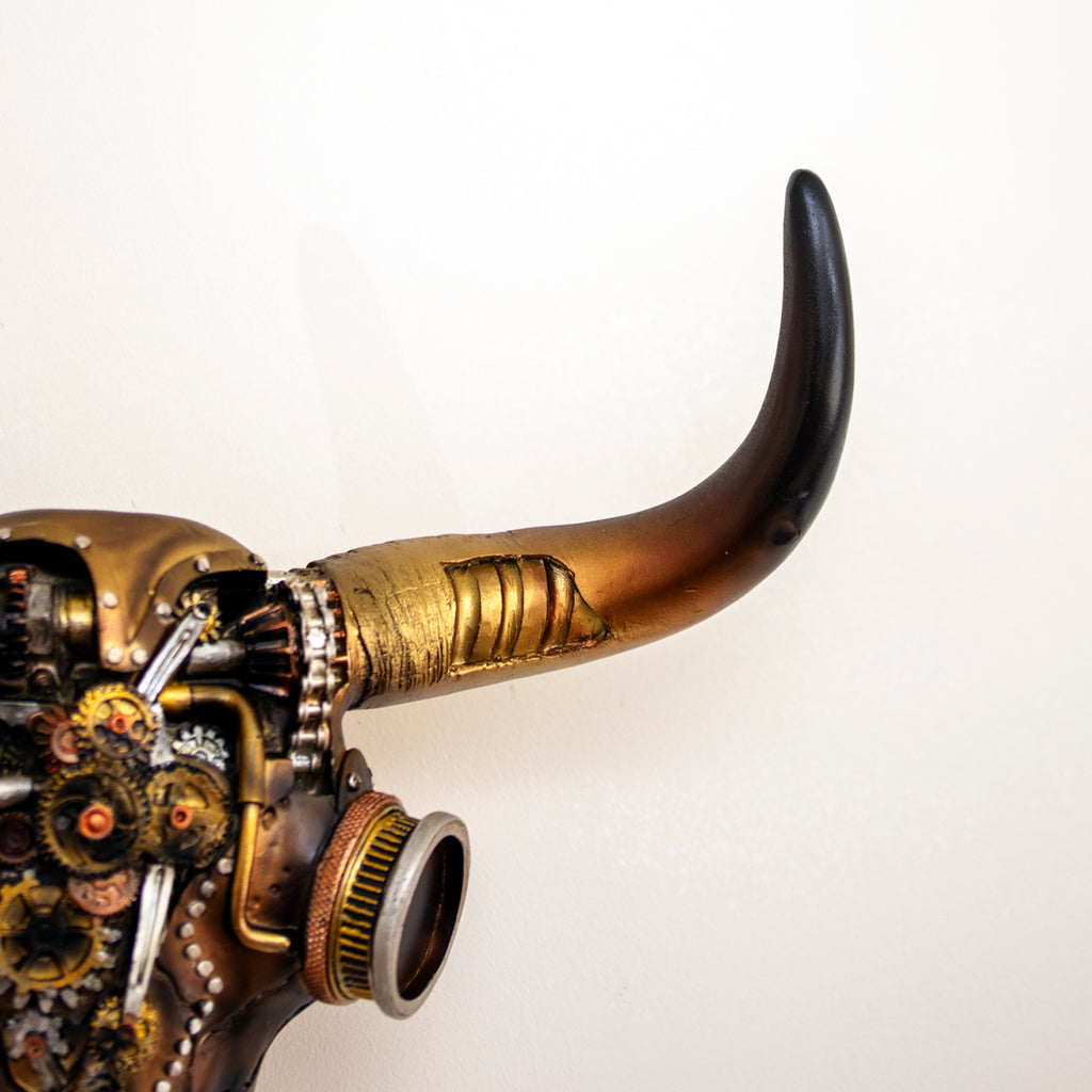Steampunk Bull Skull Wall Sculpture
