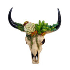 Succulent Longhorn Cow Skull Wall Decoration