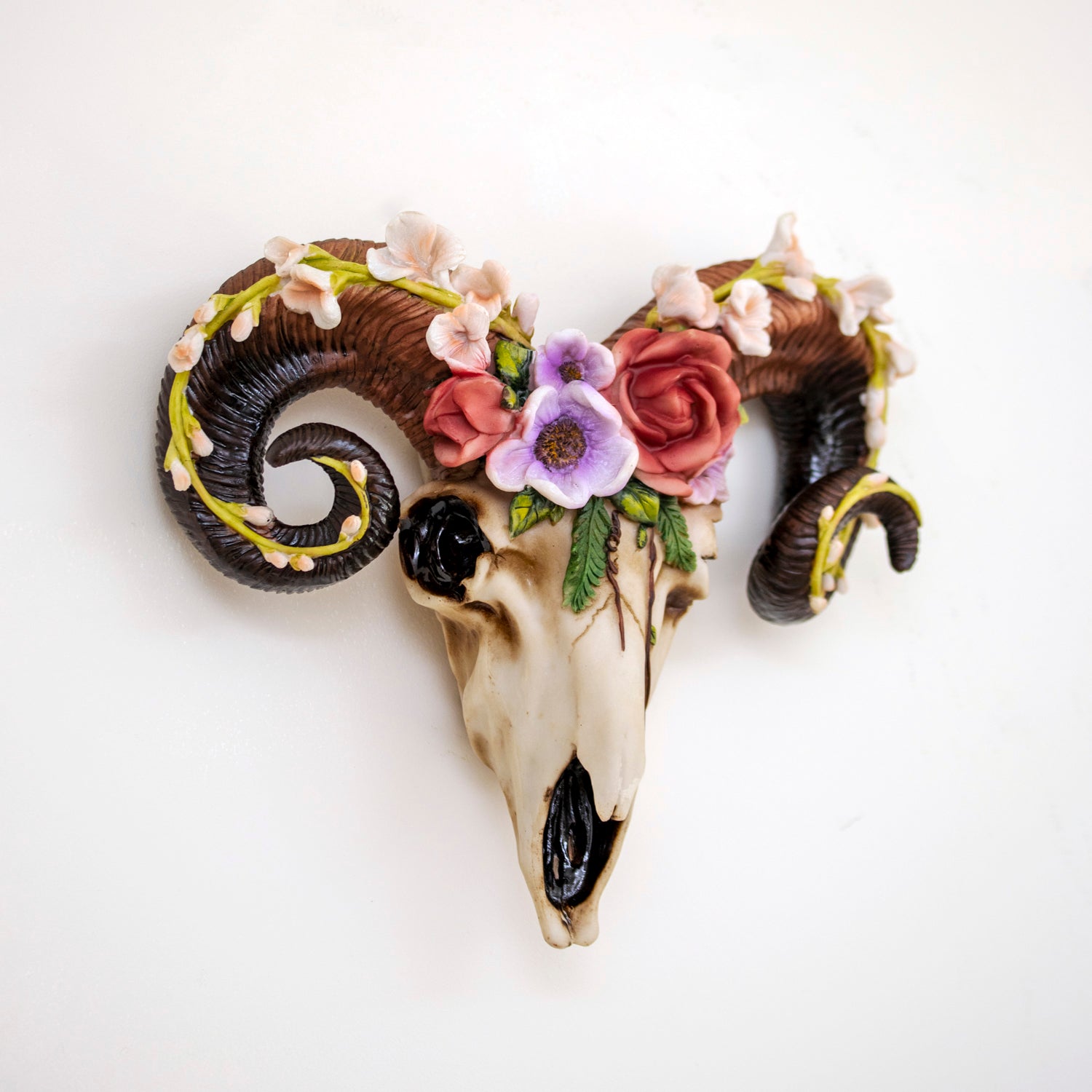 Floral Ram Skull Wall Decoration