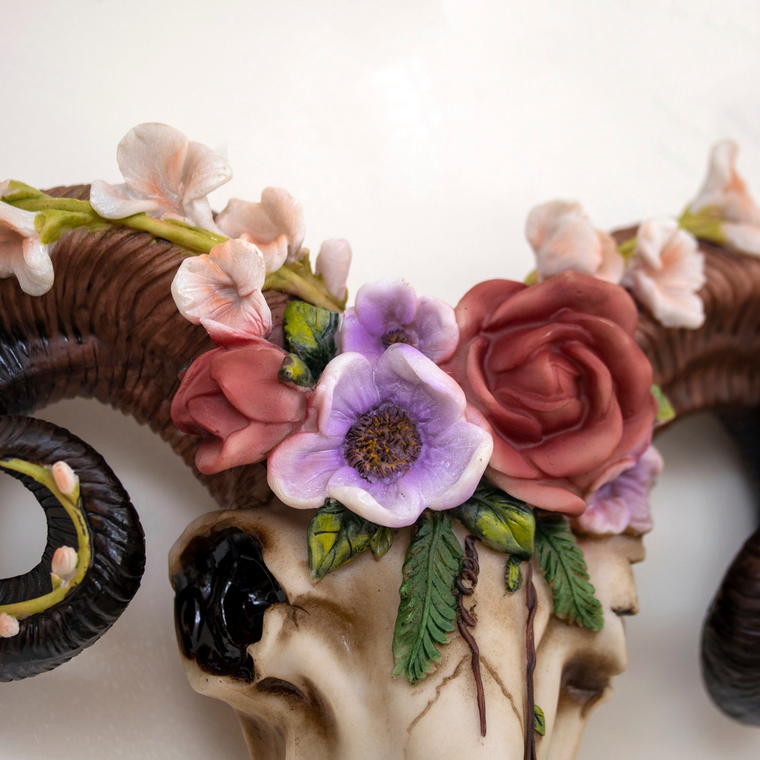 Floral Ram Skull Wall Decoration