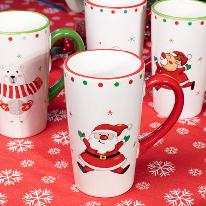 Set Of 4 Christmas Character Latte Mugs