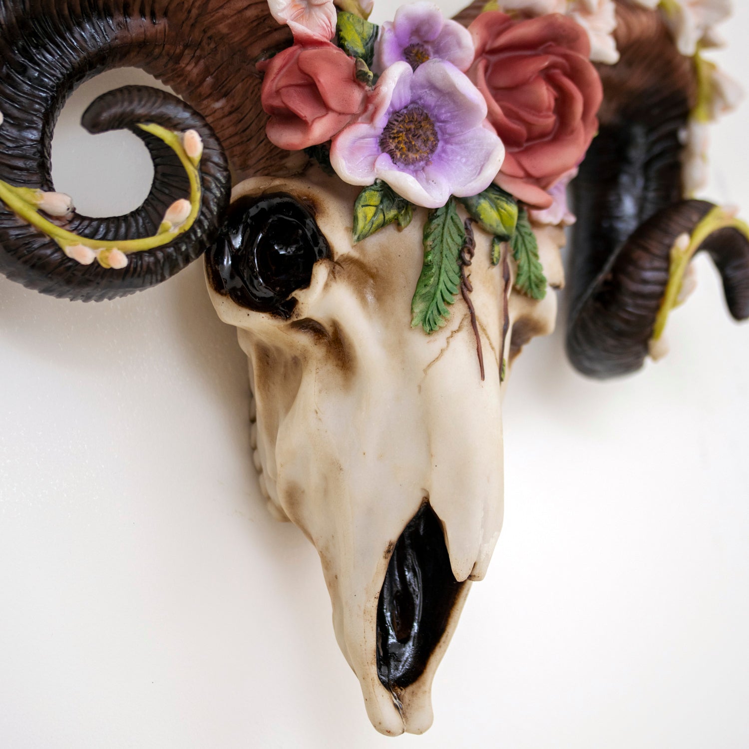 Floral Ram Skull Wall Decoration