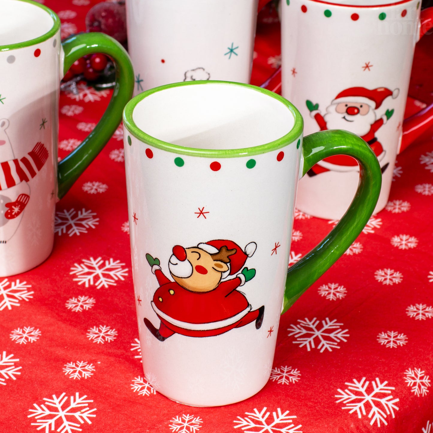 Set Of 4 Christmas Character Latte Mugs