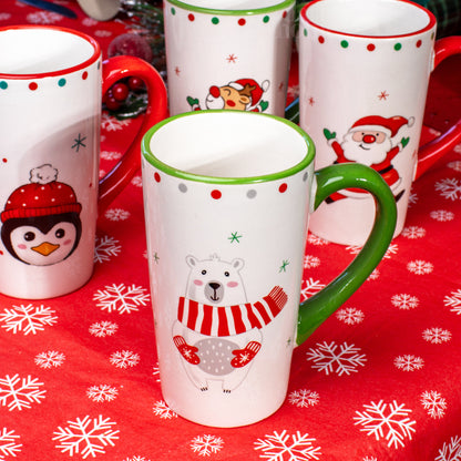 Set Of 4 Christmas Character Latte Mugs