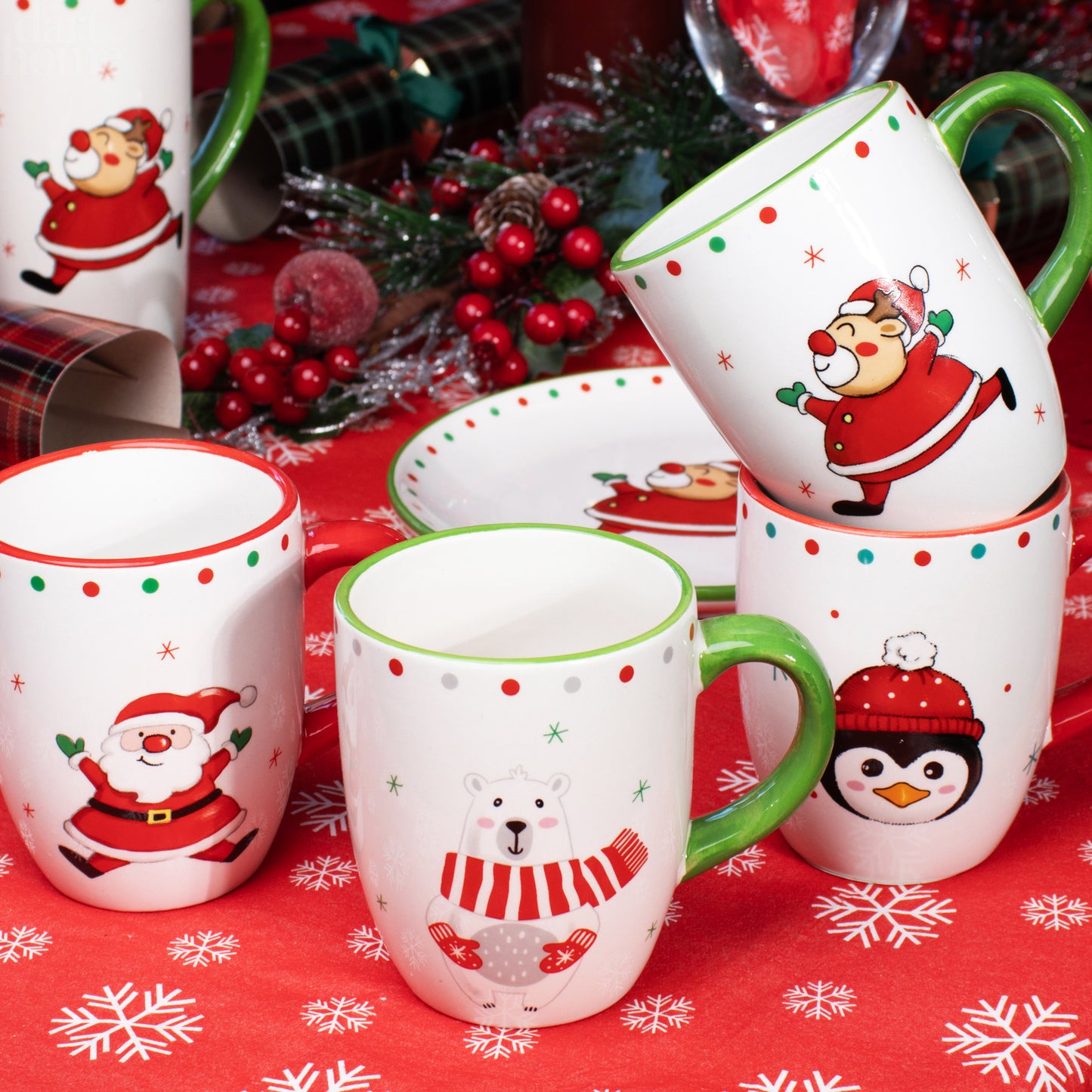 Set mit 3 großen Latte-Tassen „Merry Christmas“.