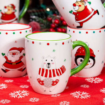 Set Of 4 Christmas Character Mugs