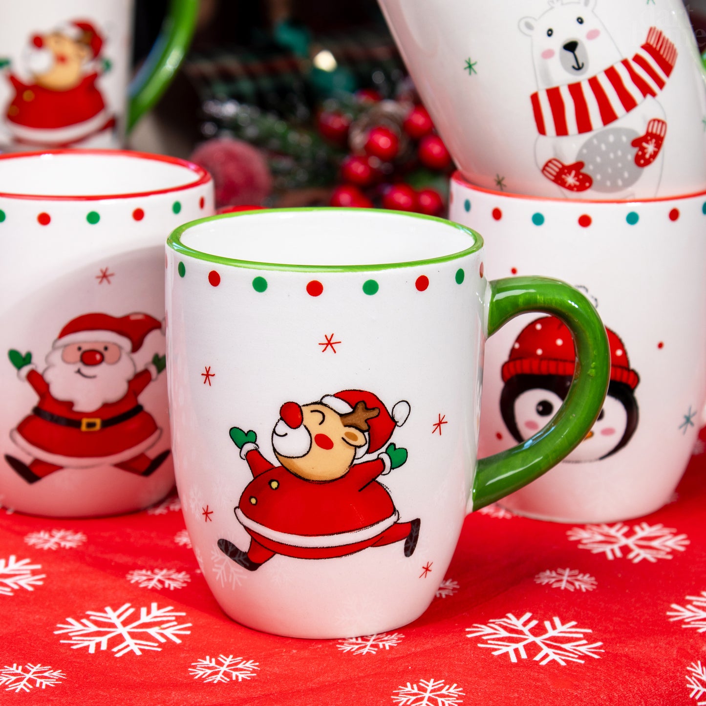 Set Of 4 Christmas Character Mugs