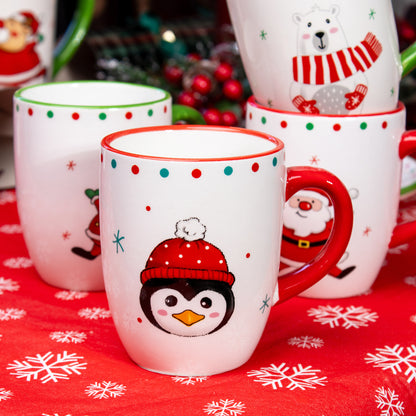 Set Of 4 Christmas Character Mugs