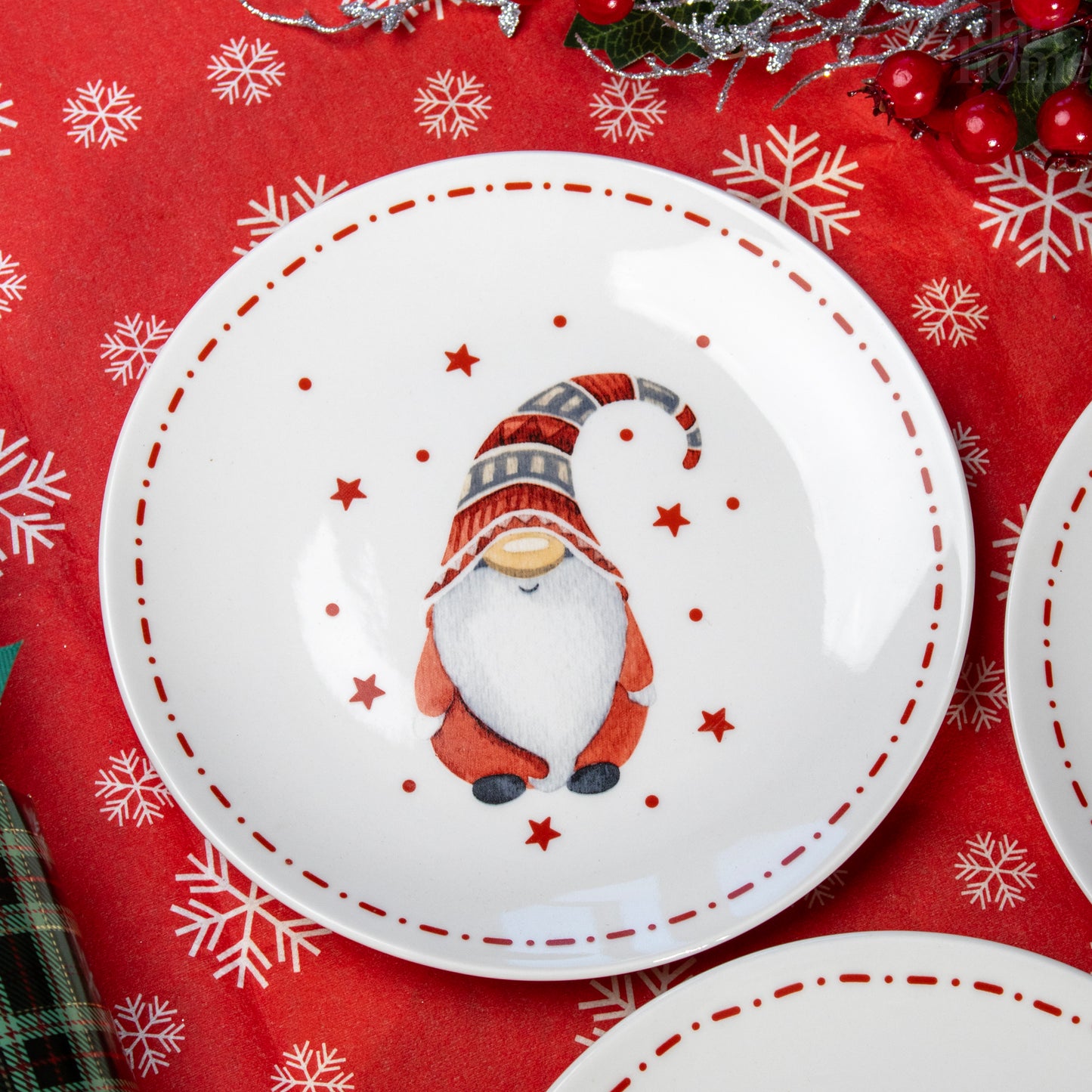 Set Of 6 Christmas Gonk Side Plates