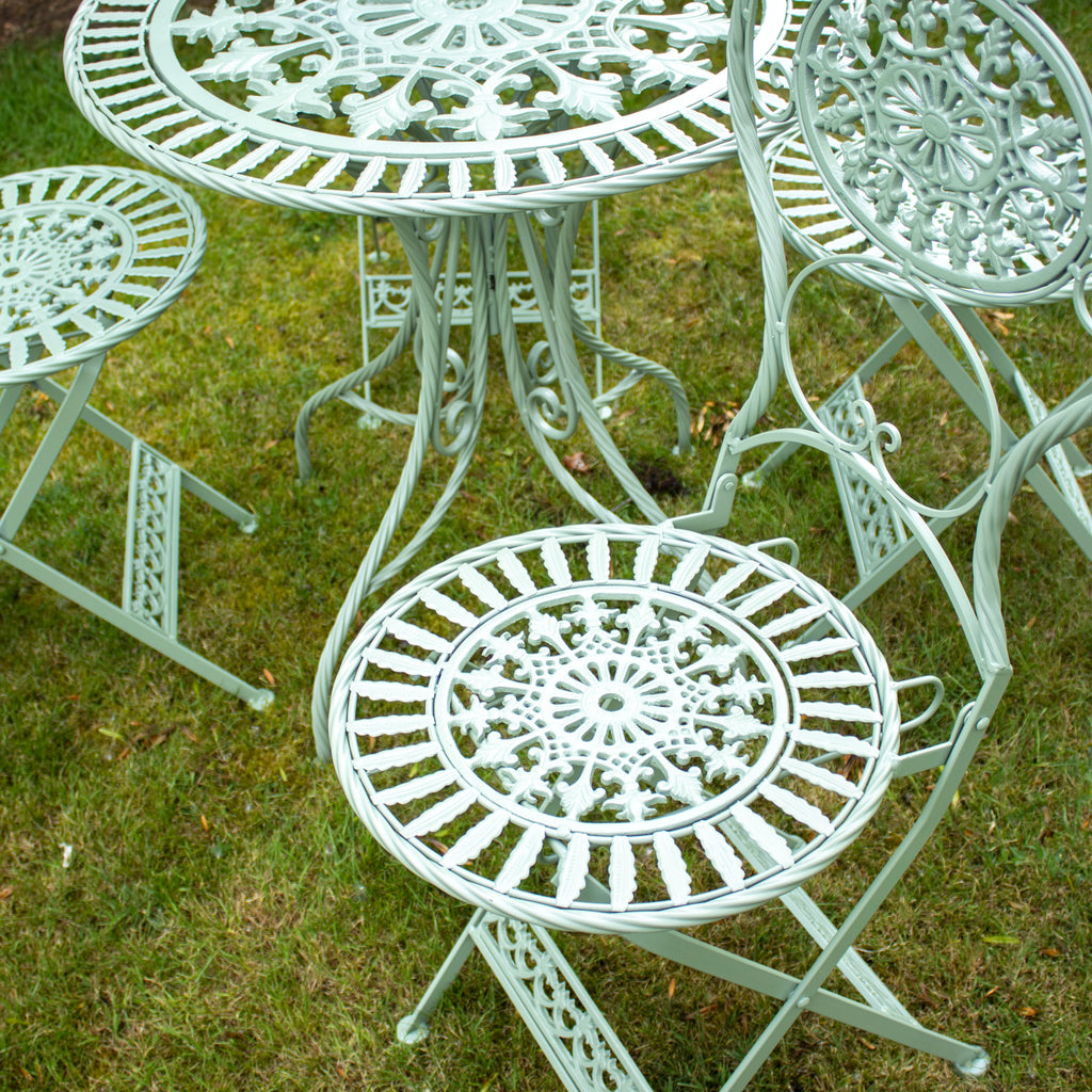 Green Four Person Round Garden Bistro Set