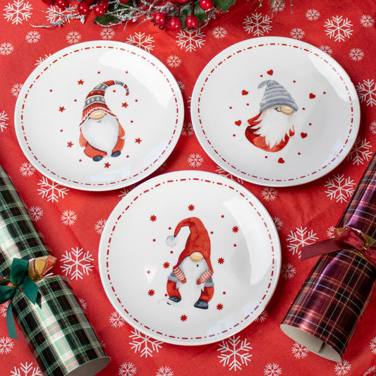 Set Of 6 Christmas Gonk Side Plates