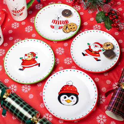 Set Of 4 Christmas Characters Side Plates