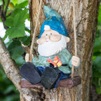 Blue Hanging Garden Gnome On Swing