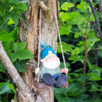 Blue Hanging Garden Gnome On Swing