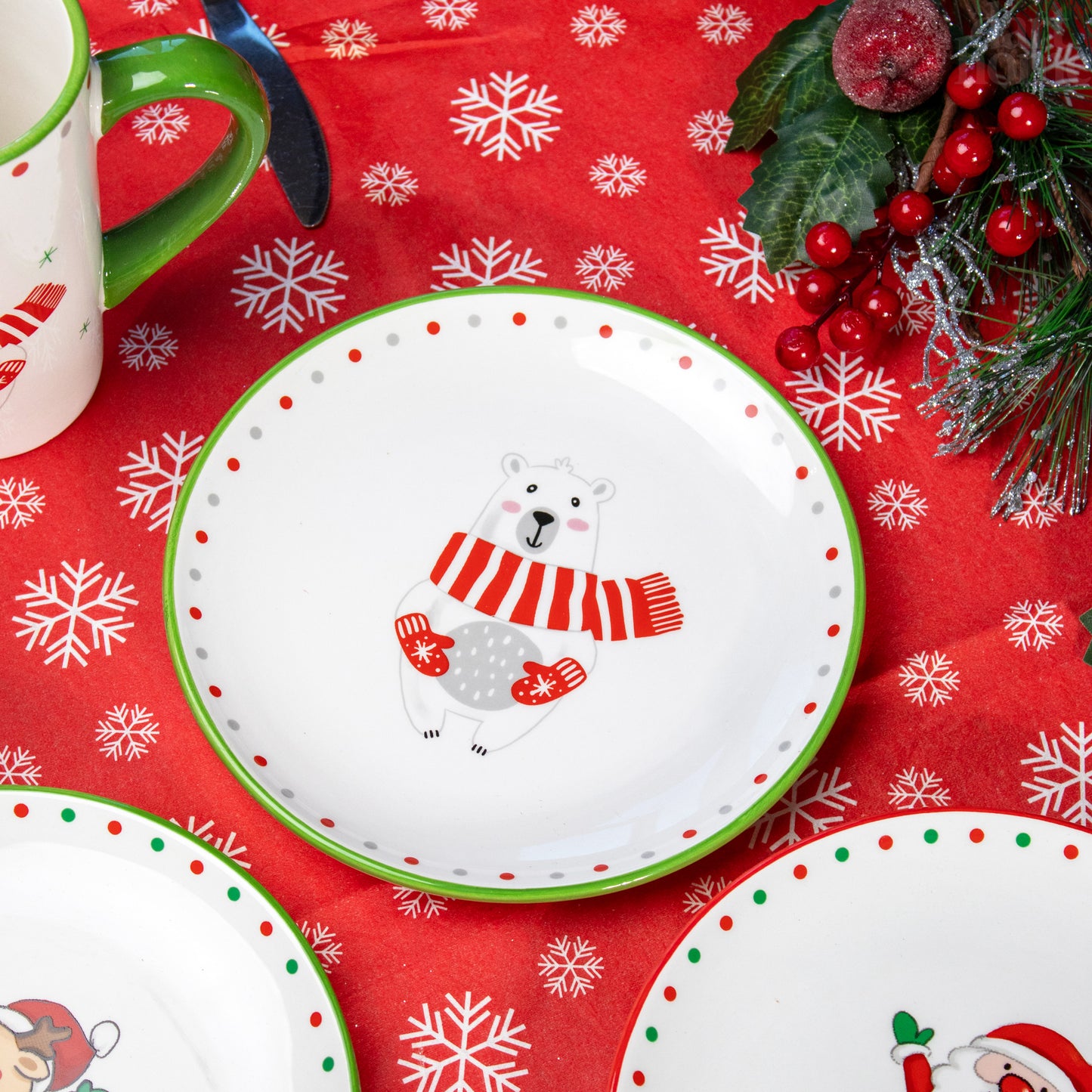 Set Of 4 Christmas Characters Side Plates