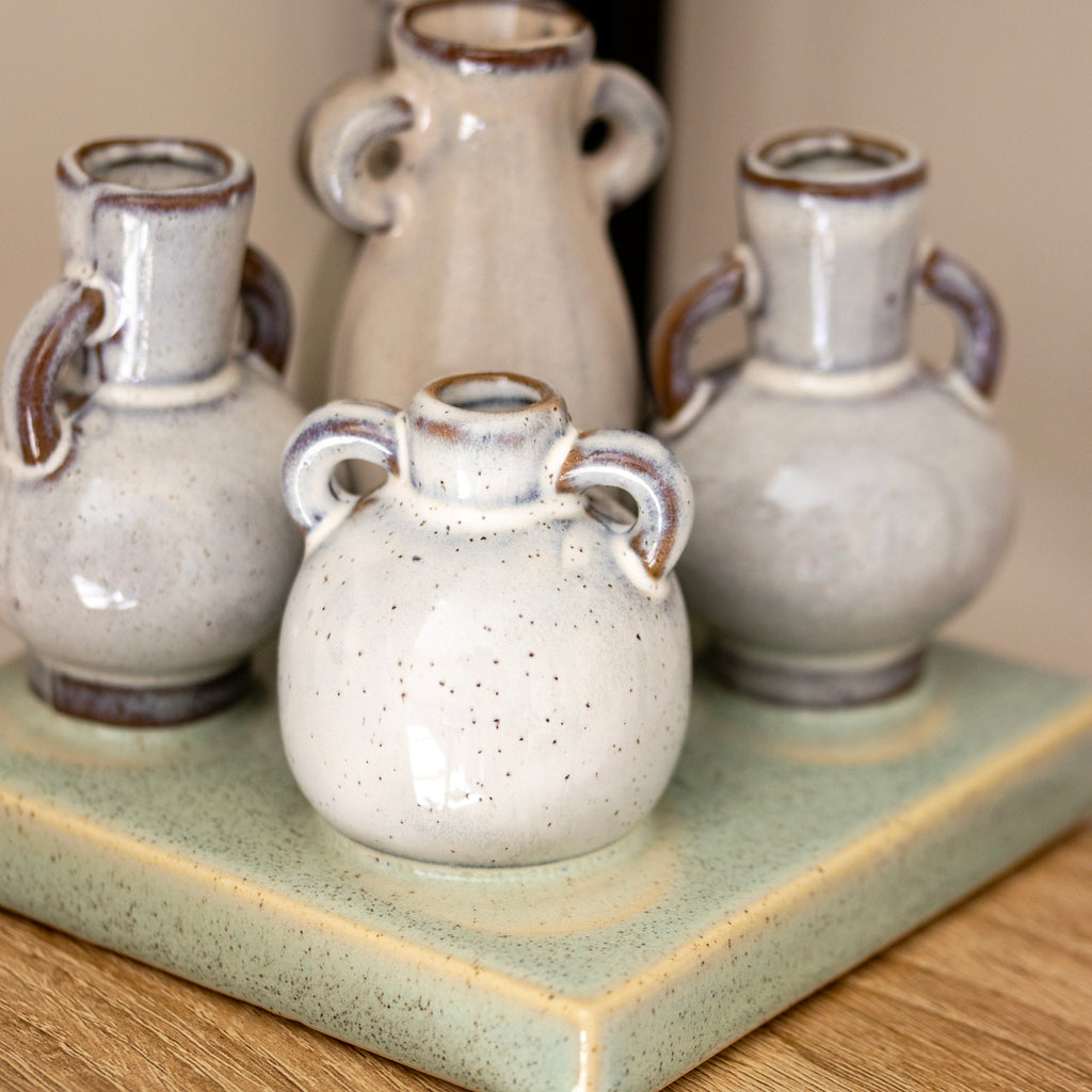 Speckle Ceramic 5 Stem Urn Vase