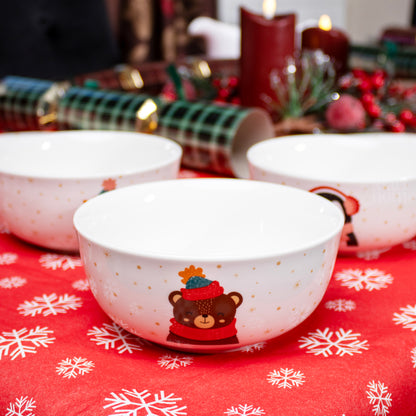 Set Of 3 Winter Woodland Animal Bowls