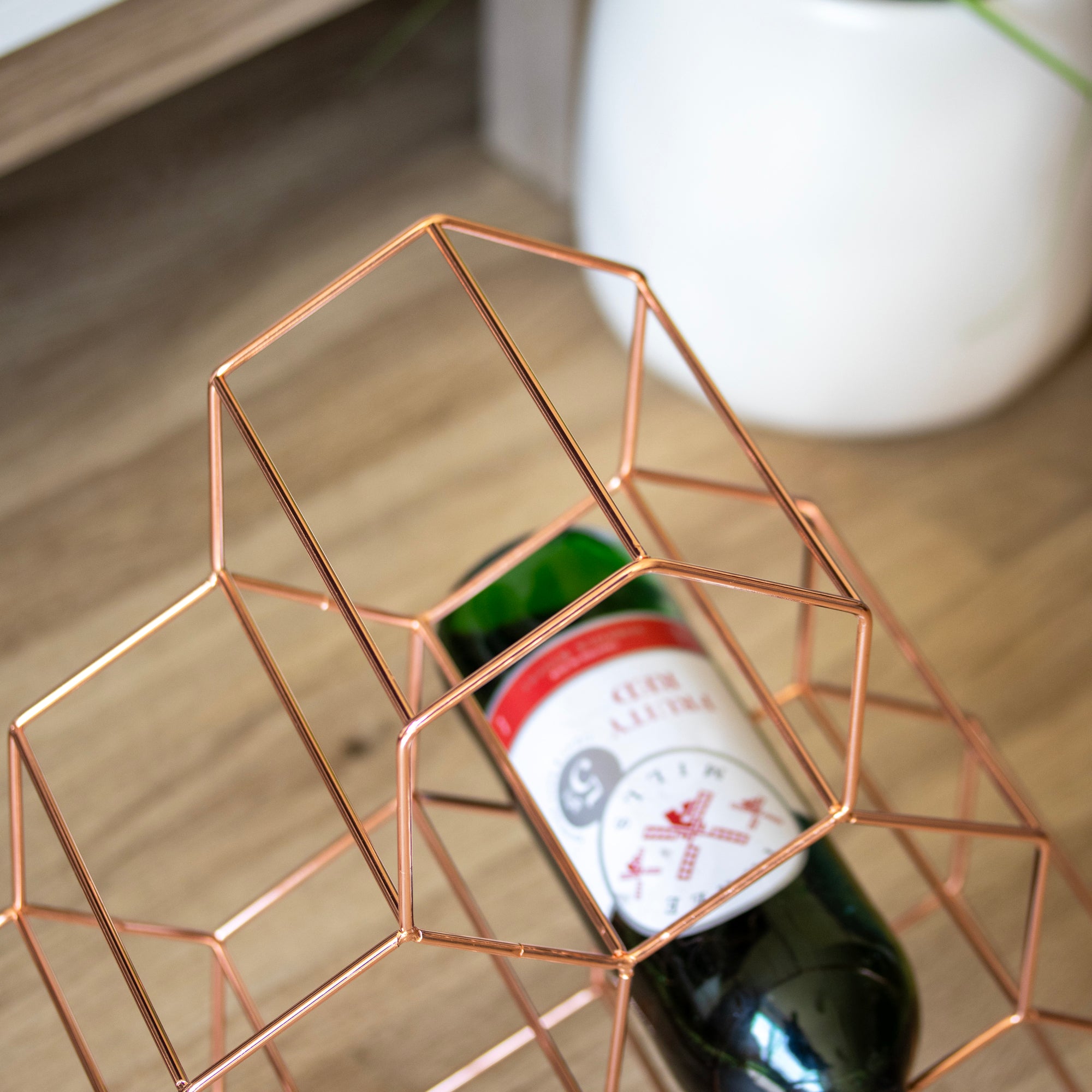 6 Bottle Copper Metal Wine Rack