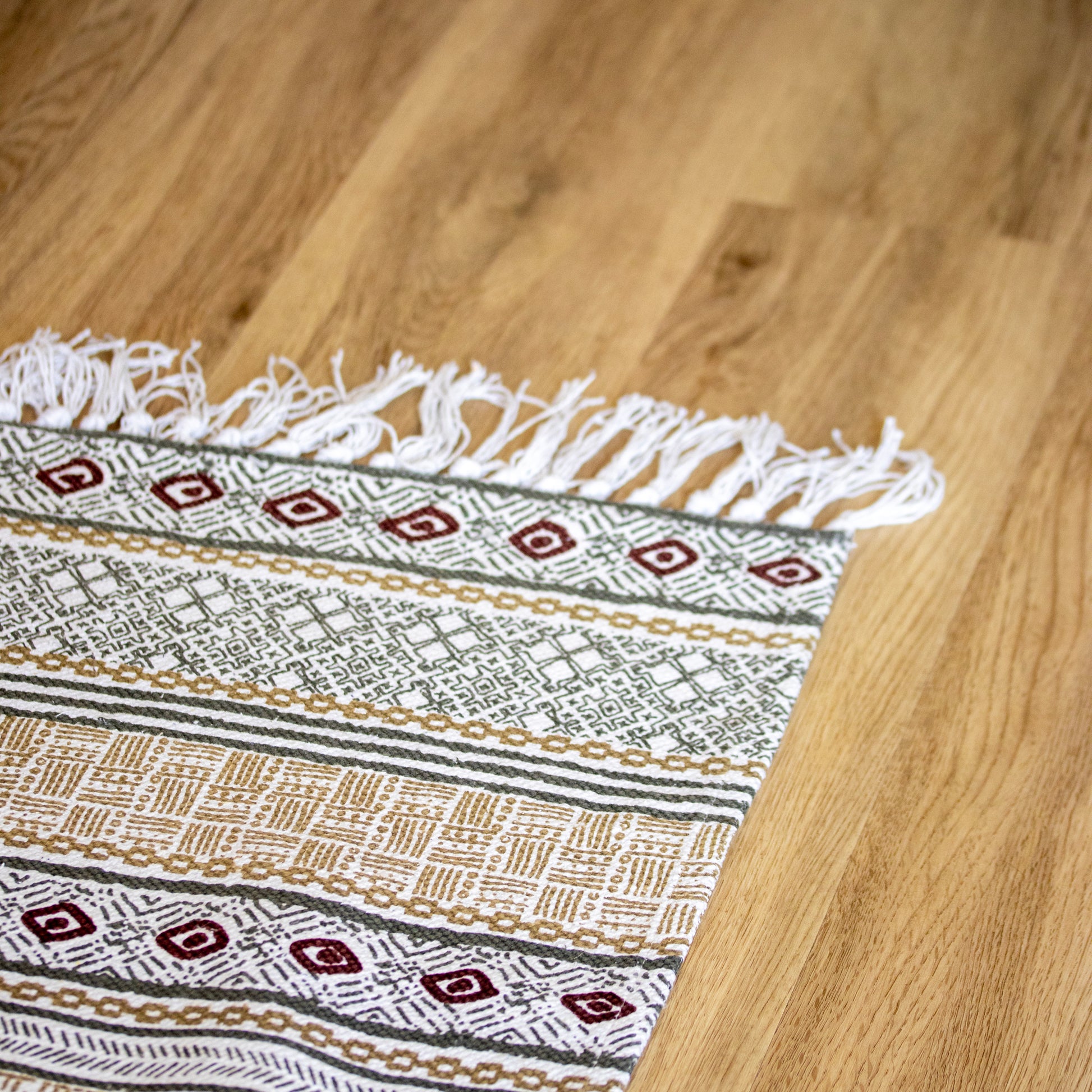 White Aztec Cotton Rug
