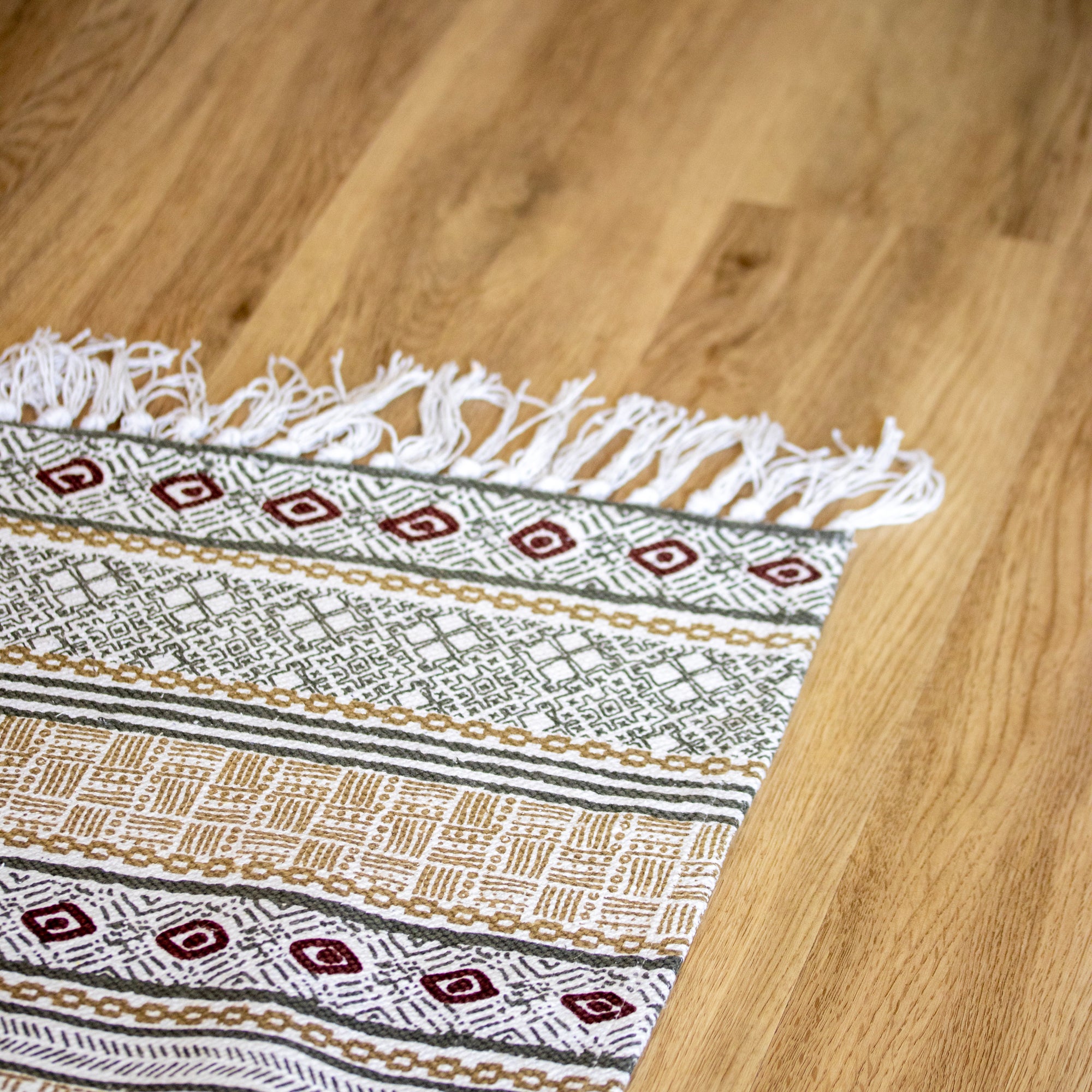 White Aztec Cotton Rug
