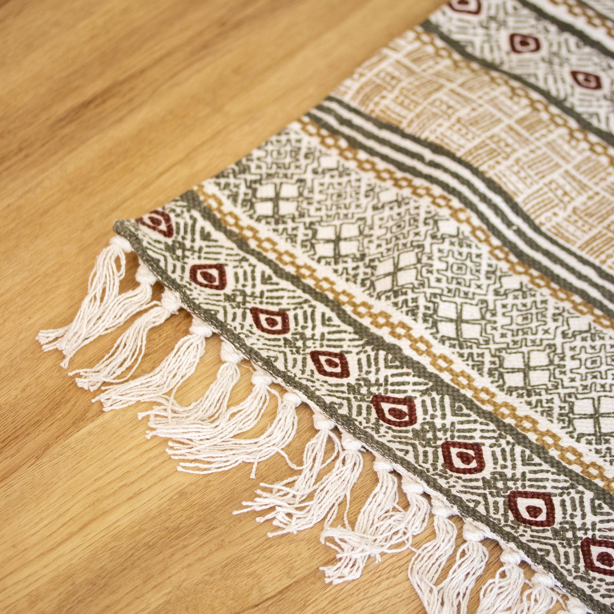 White Aztec Cotton Rug