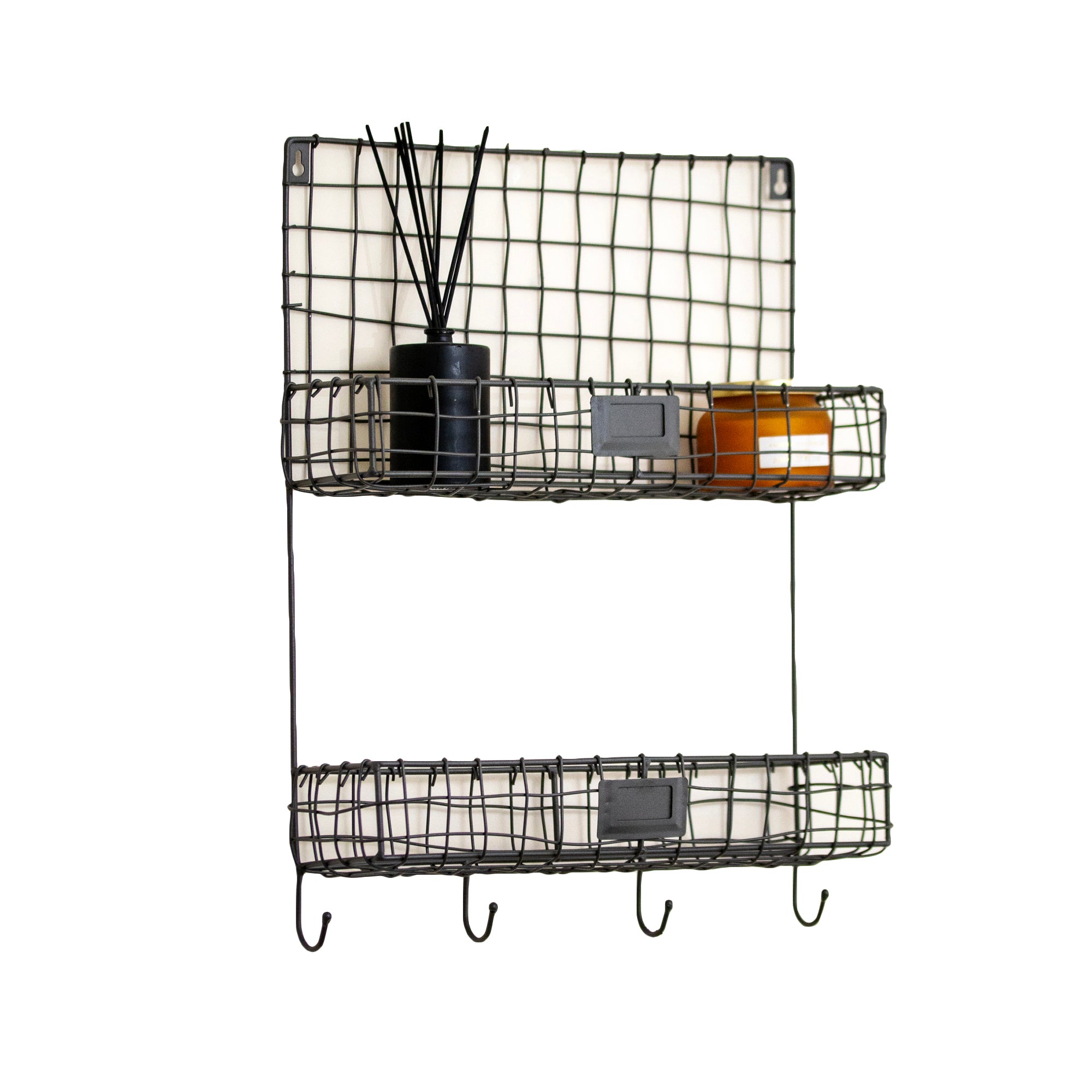 Wire Metal 2 Tier Wall Shelf