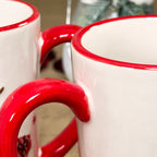 Set Of 2 Large Red Reindeer Latte Mugs
