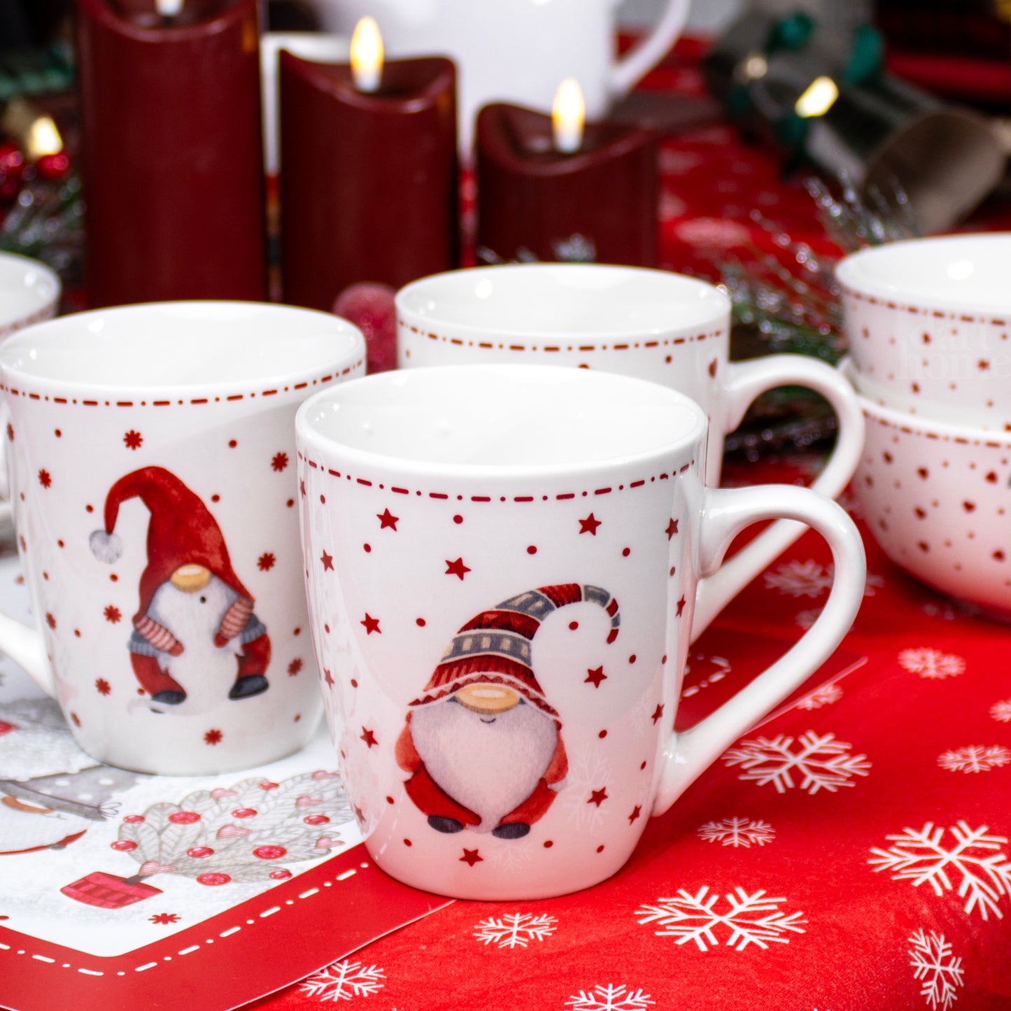 Set Of 6 Christmas Gonk Mugs 330ml