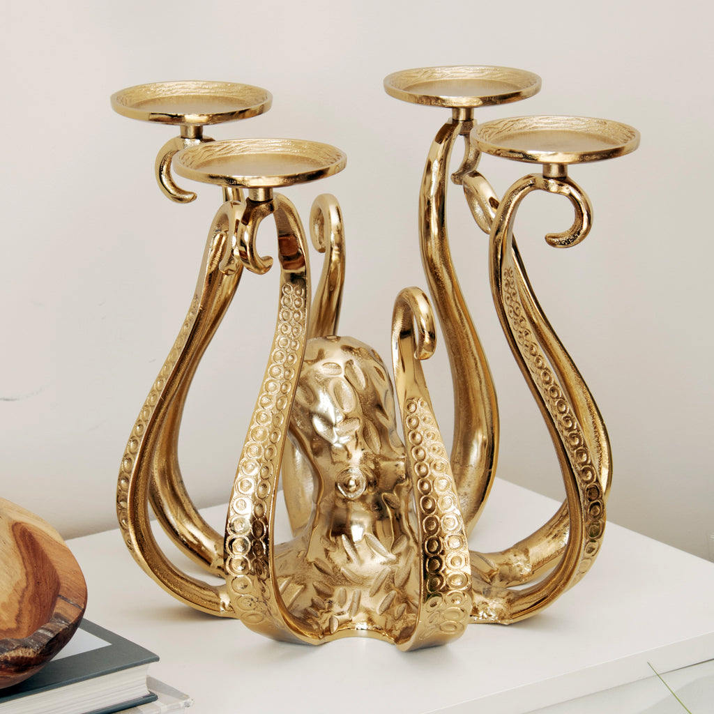 Gold Octopus Multi Pillar Candle Holder