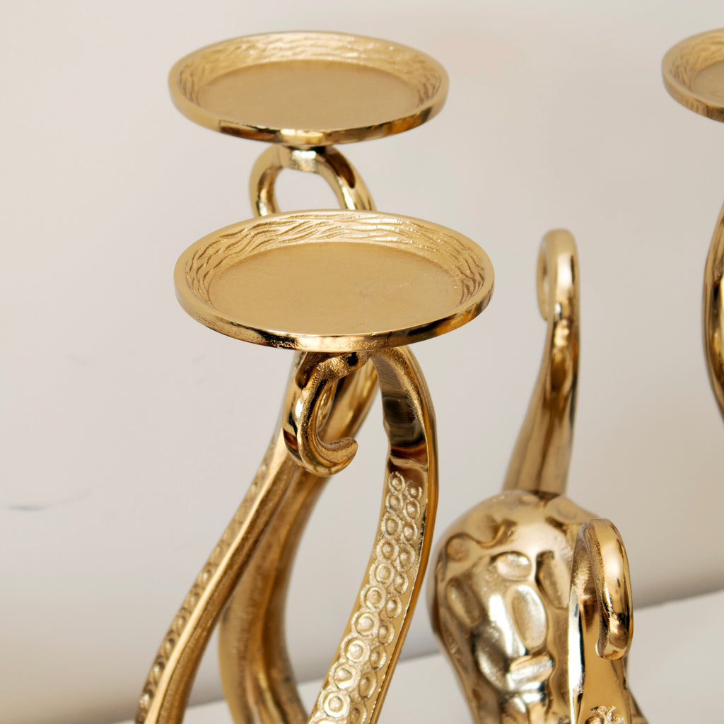 Gold Octopus Multi Pillar Candle Holder