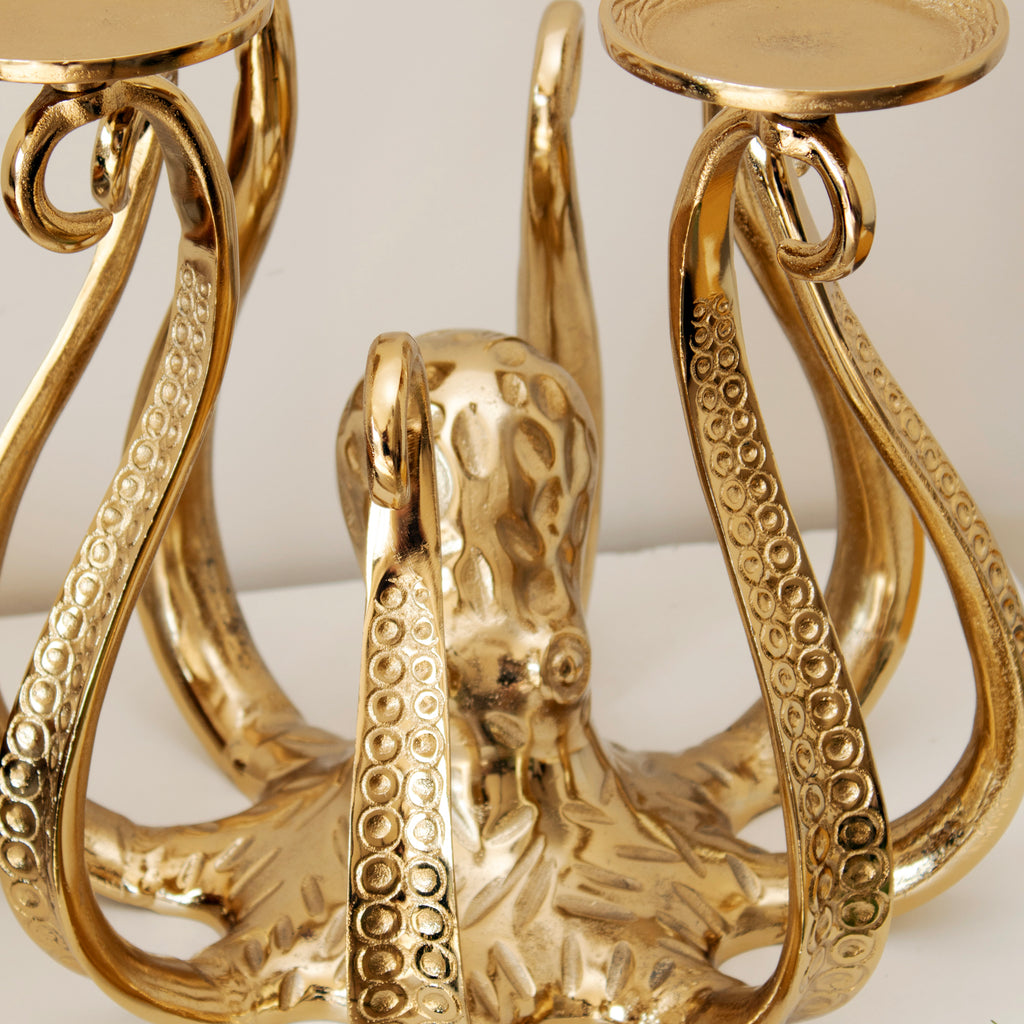 Gold Octopus Multi Pillar Candle Holder