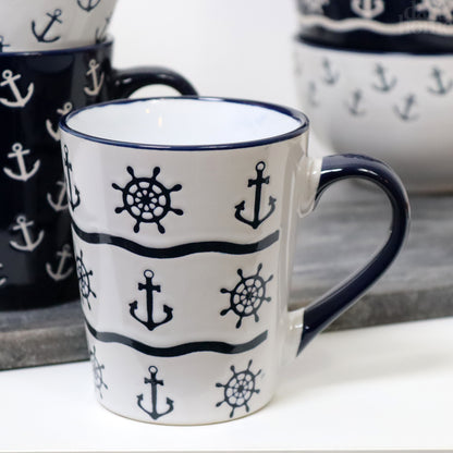 Set Of 6 Marine Mugs 400ml