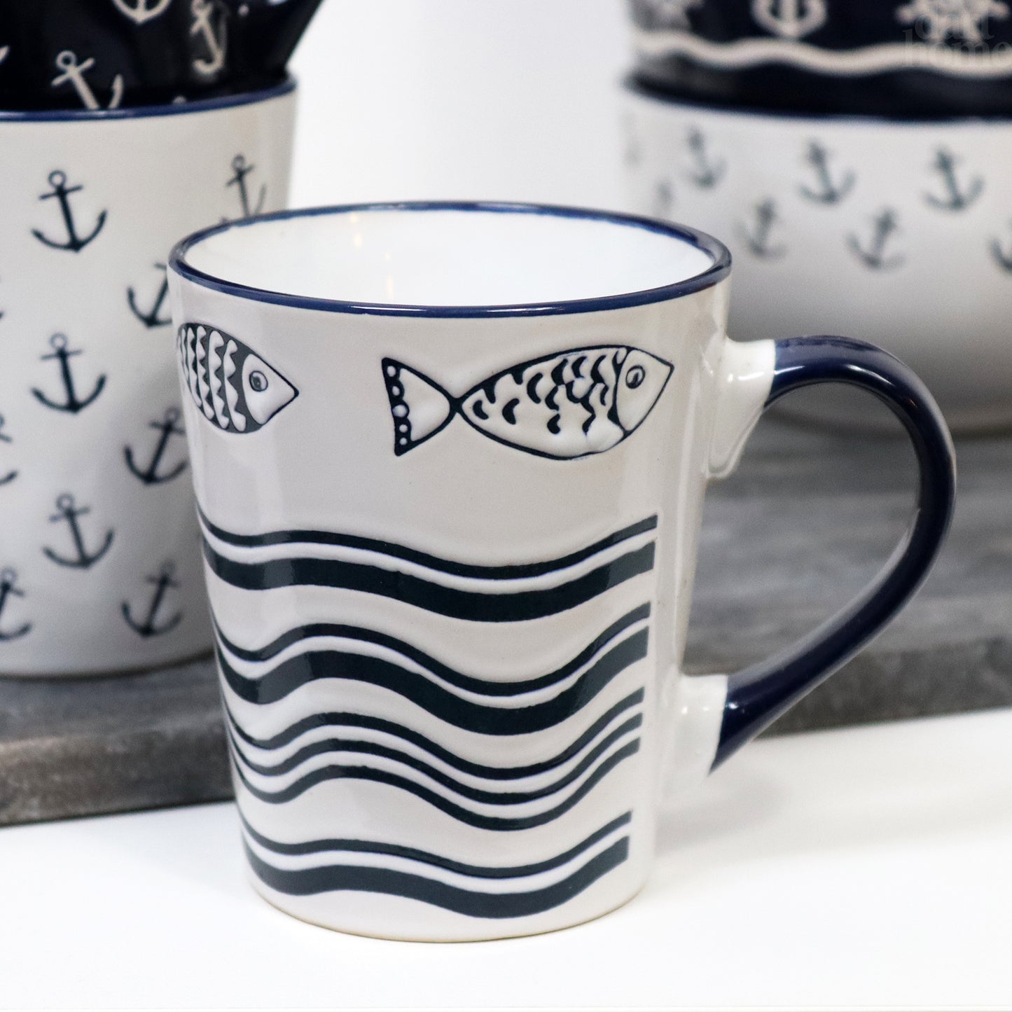 Set Of 6 Marine Mugs 400ml