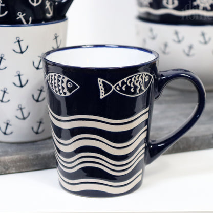 Set Of 6 Marine Mugs 400ml