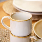Set Of 4 Beige Reactive Glaze Mugs