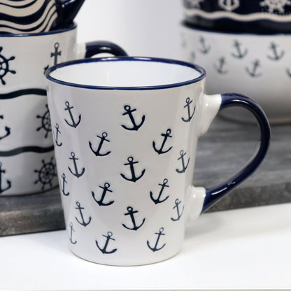 Set Of 6 Marine Mugs 400ml