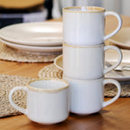 Set Of 4 Beige Reactive Glaze Mugs