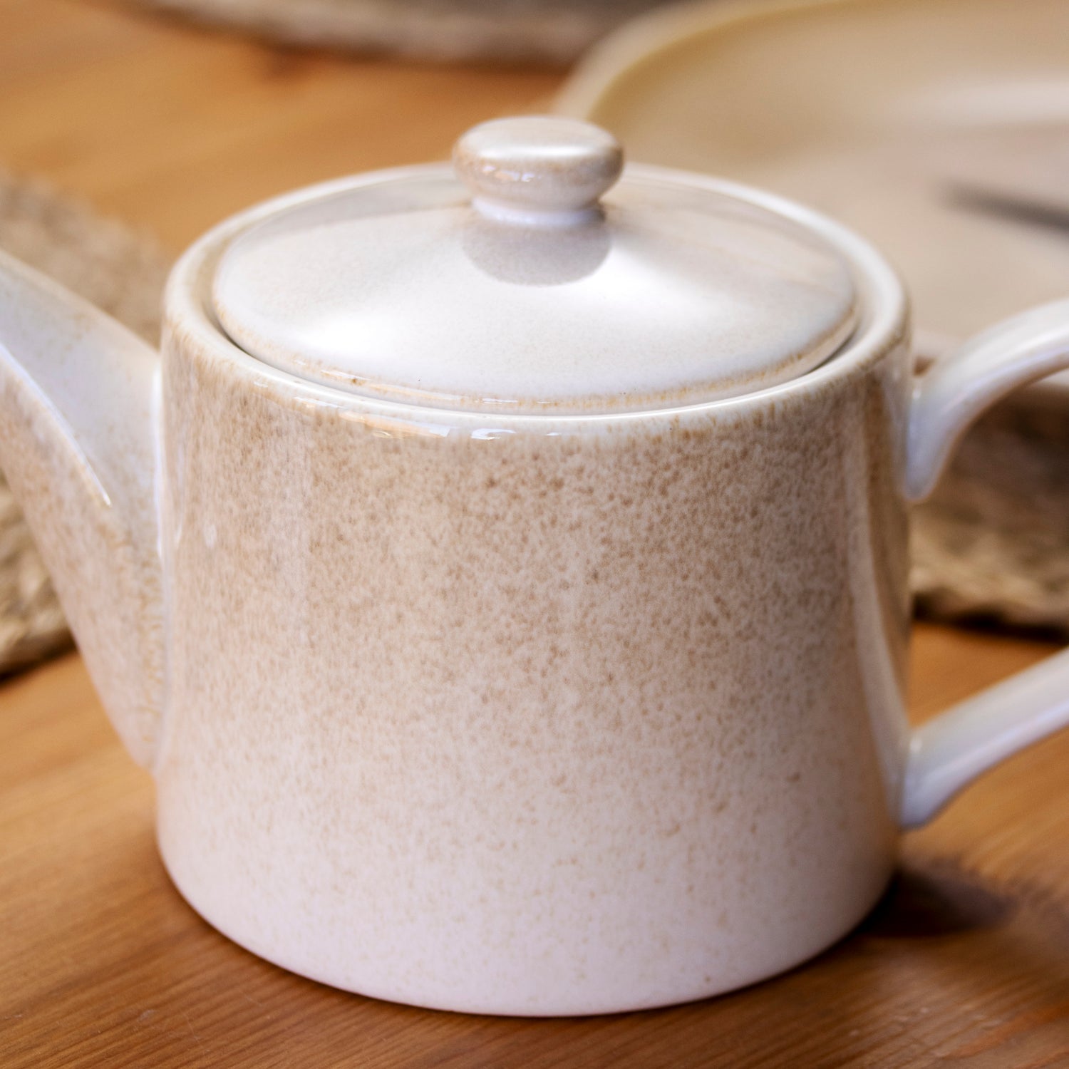 Beige Reactive Glaze Stoneware Teapot