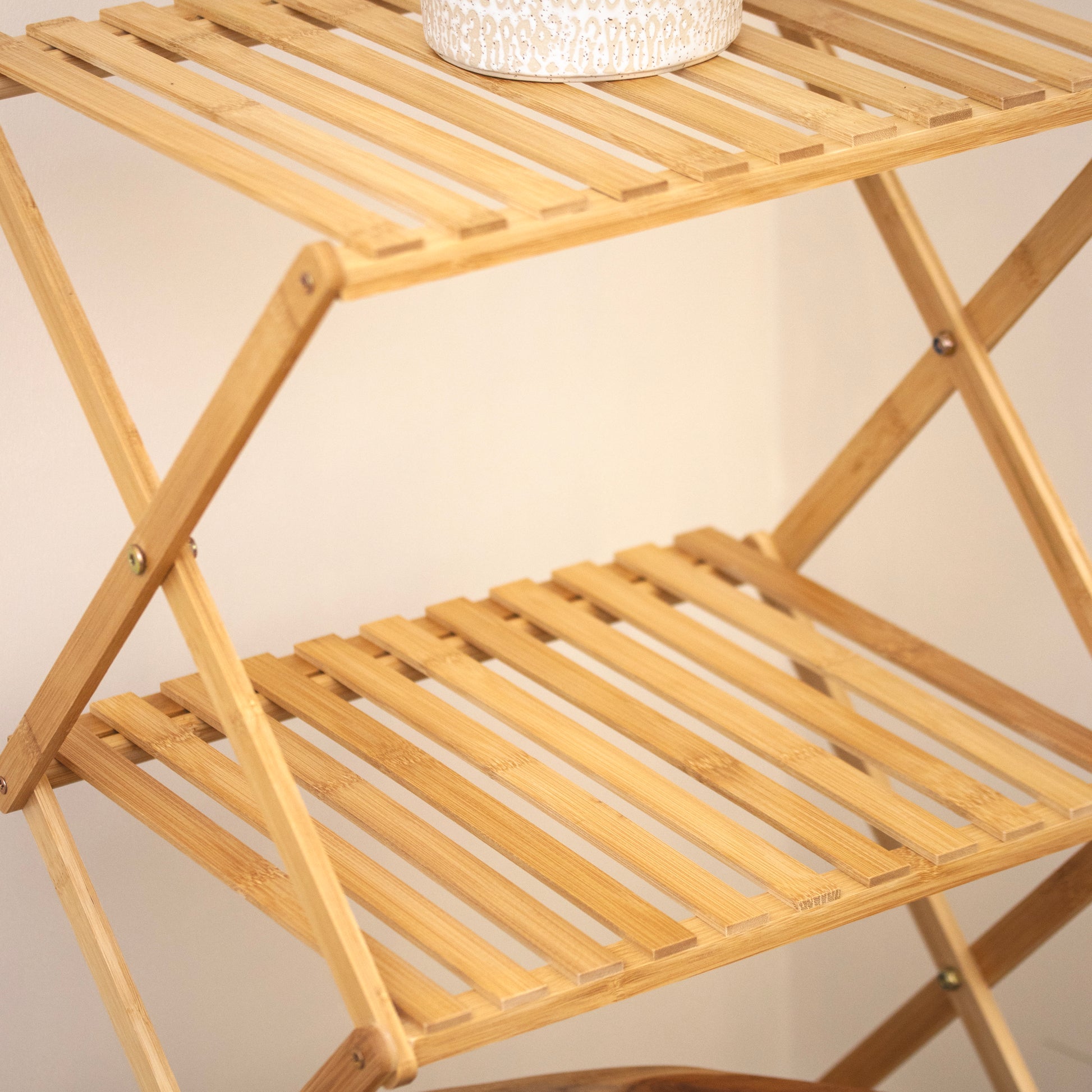 Bamboo 4 Tier Foldable Storage Rack
