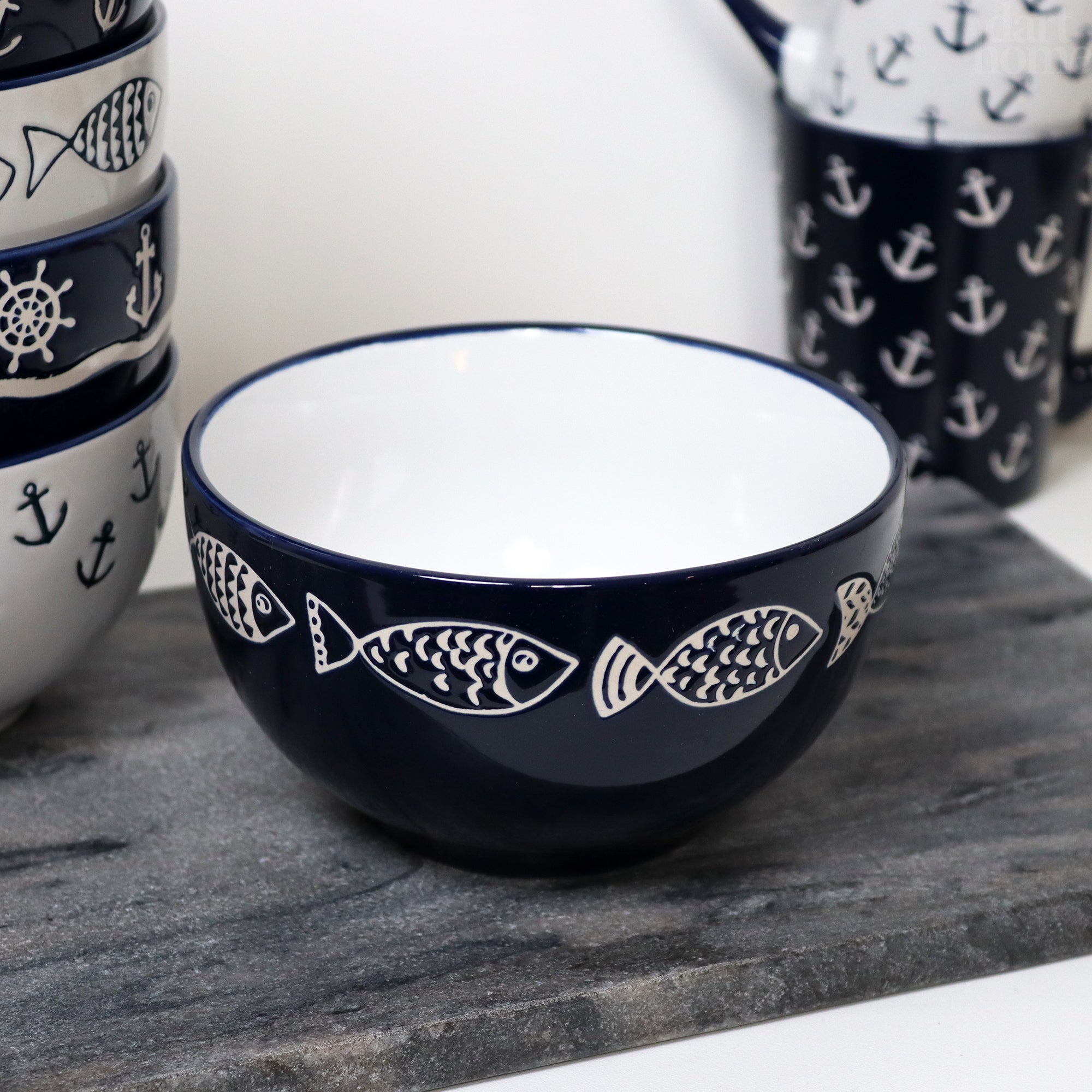 Set Of 6 Marine Cereal Bowls