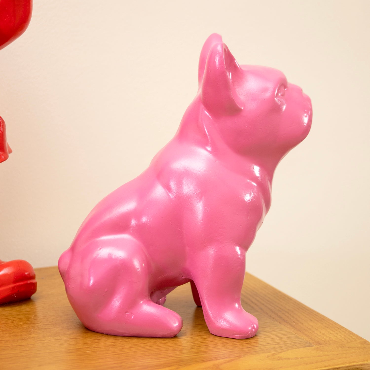 Pink French Bulldog Statue
