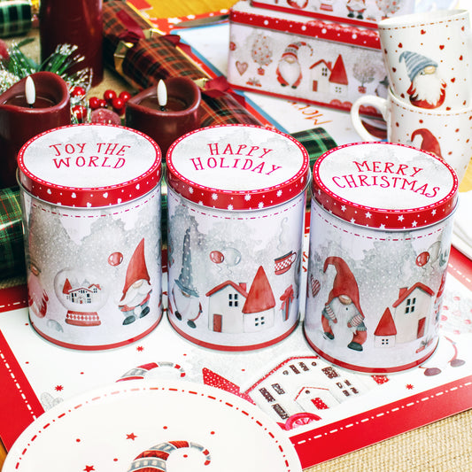 Christmas Gonk Tea Coffee Sugar Canisters Set Of 3