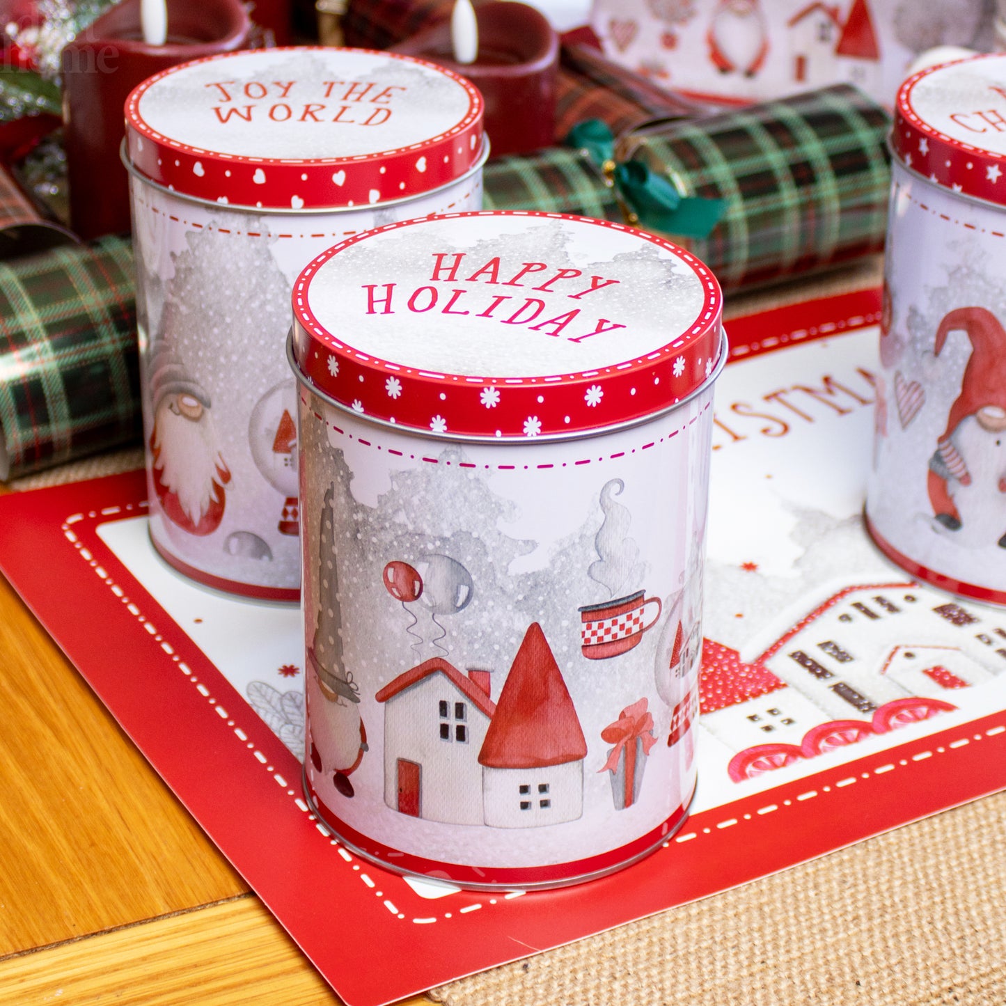 Christmas Gonk Tea Coffee Sugar Canisters Set Of 3