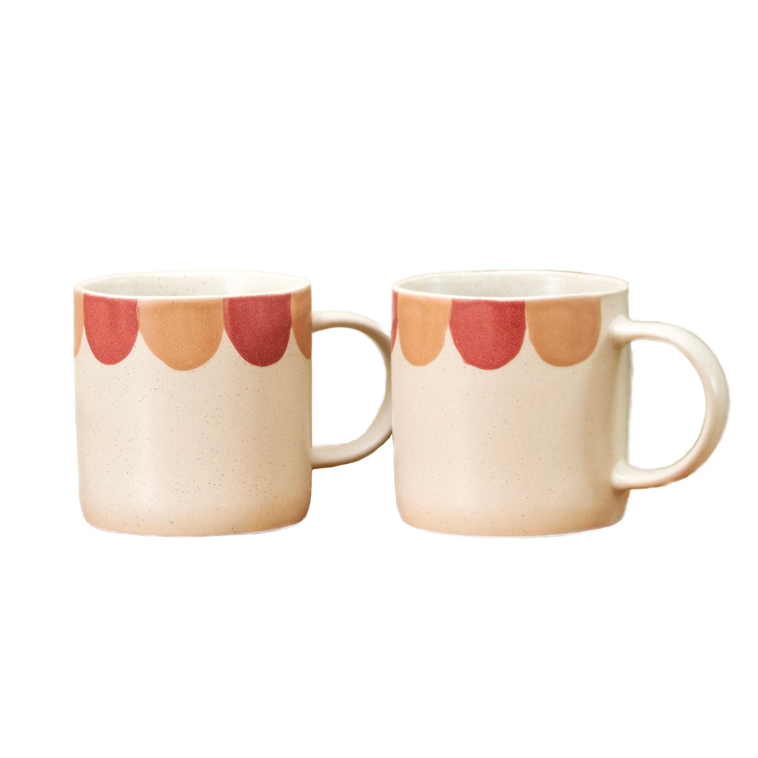 Set Of 4 Speckle Scallop Print Mugs