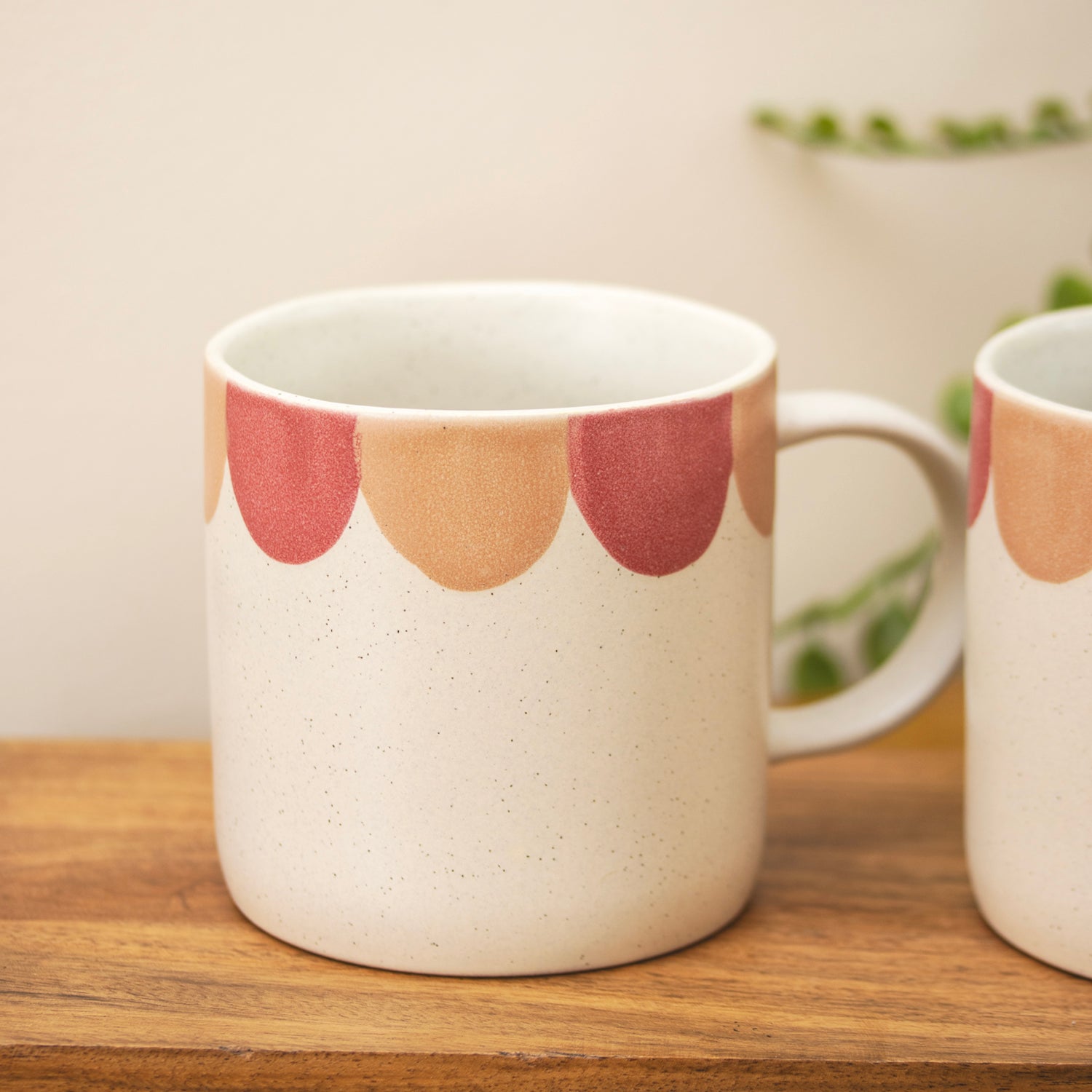 Set Of 4 Speckle Scallop Print Mugs