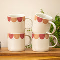 Set Of 4 Speckle Scallop Print Mugs