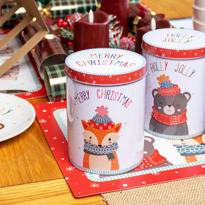 Set Of 3 Winter Woodland Animal Storage Tins