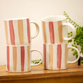 Set Of 4 Speckle Stripe Print Mugs