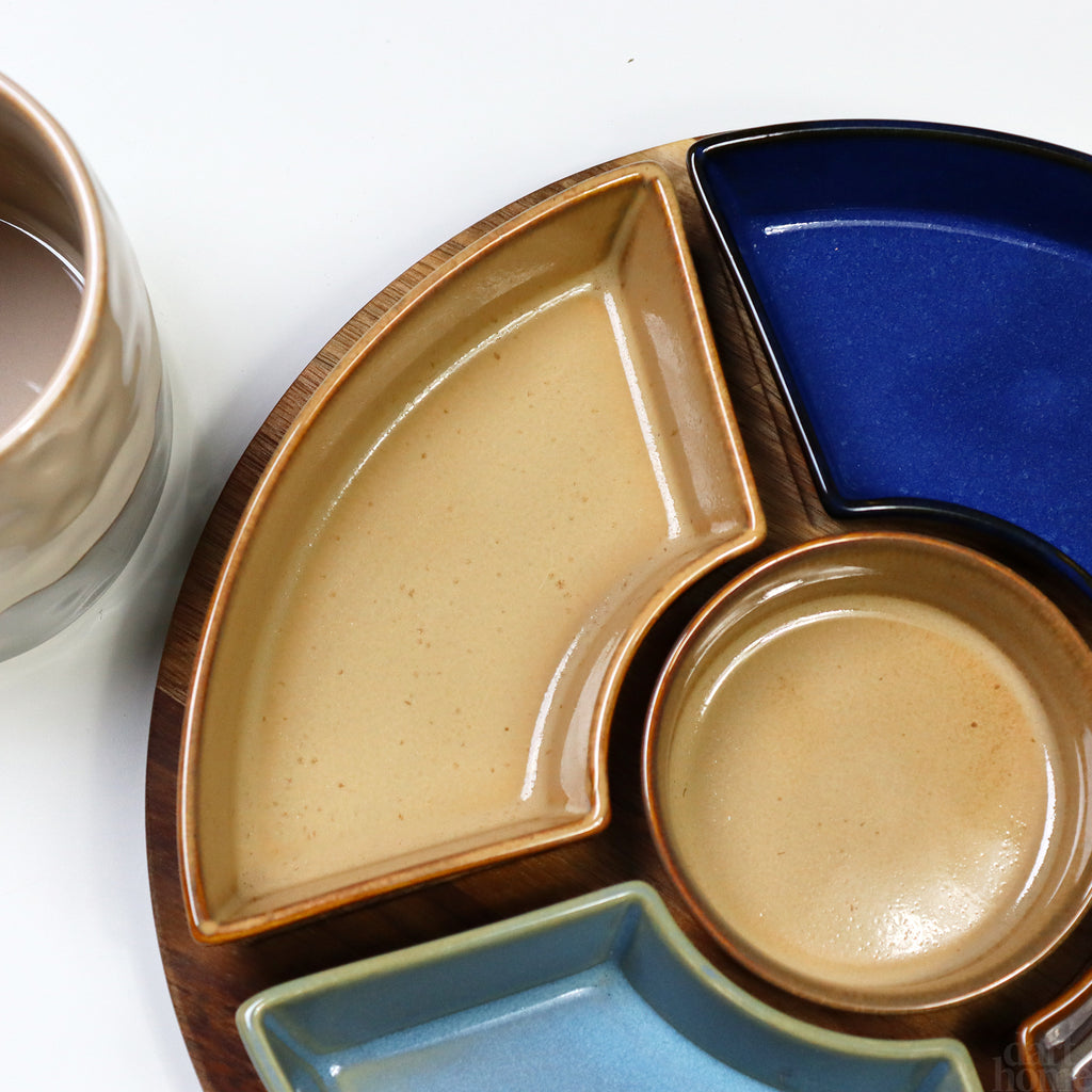 Round 6 Piece Reactive Glaze Snack Dish Set